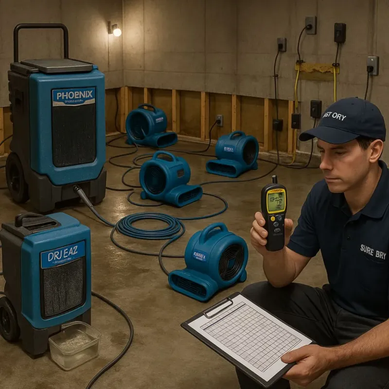 Structural Drying and Dehumidification process in Hobart, OK
